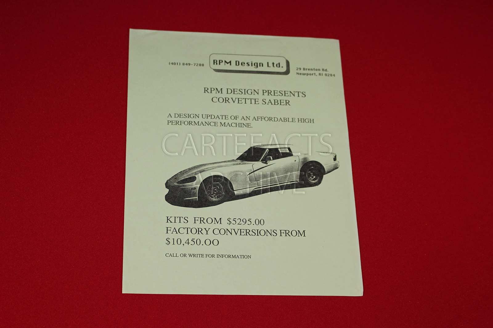 RPM Saber information sheet (1990) Cartefacts